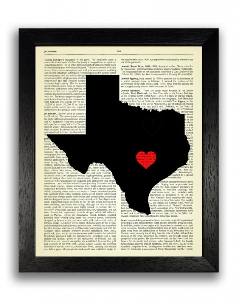 Texas State Art Print Texas State Map Poster Texas Love | Etsy - Texas Map Poster