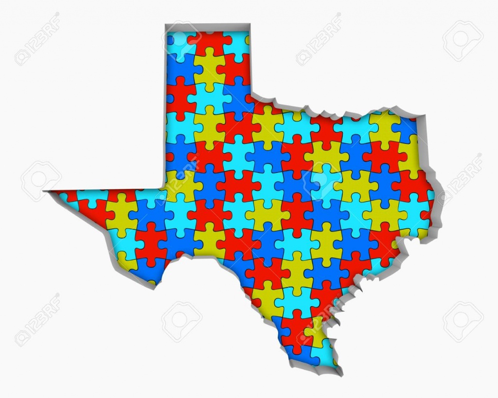 Texas Tx Puzzle Pieces Map Working Together 3D Illustration Stock - Texas Map Puzzle