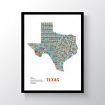 Texas Typography Printmappinners | Etsy   Texas Scratch Off Map