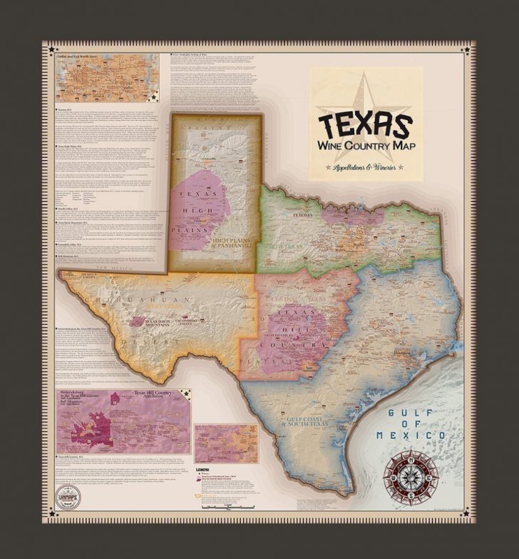 Texas Wine Country Map, Appellations & Wineries - Framed - Vinmaps ...