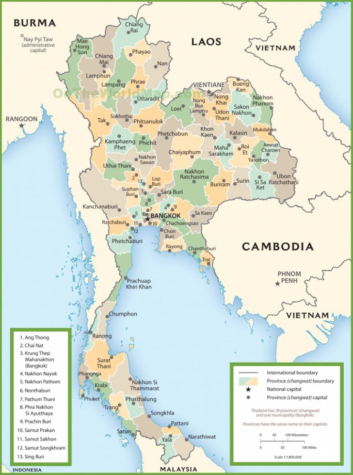 Printable Map Of Thailand