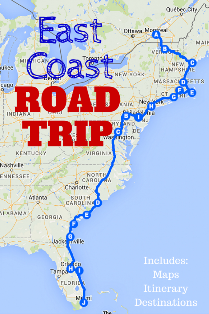The Best Ever East Coast Road Trip Itinerary | Road Trip Ideas - Map Of East Coast Of Florida Cities