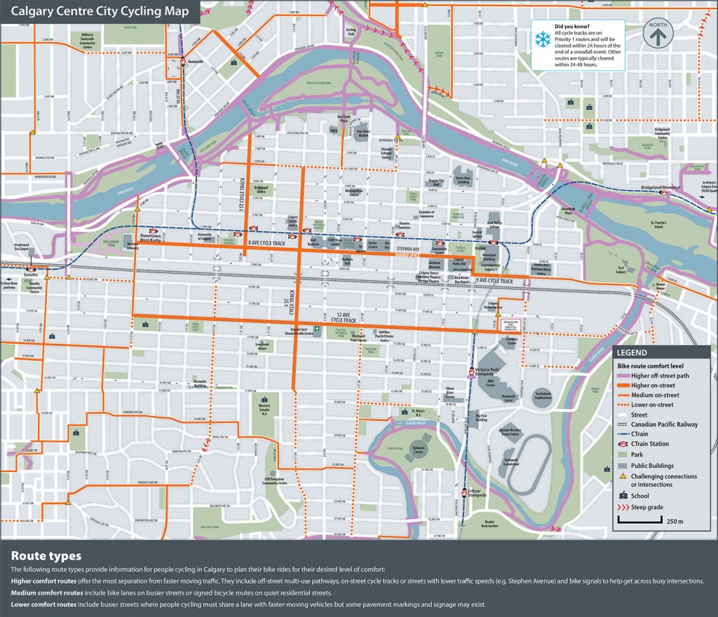 The City Of Calgary - Cycling And Walking Route Maps - Printable Map Of Downtown Calgary