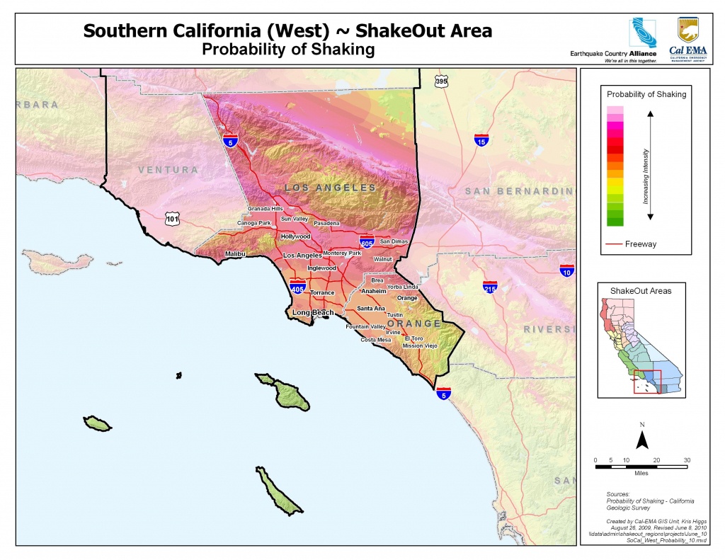 The Great California Shakeout - Southern California Coast Area - Map Of Southern California Coast