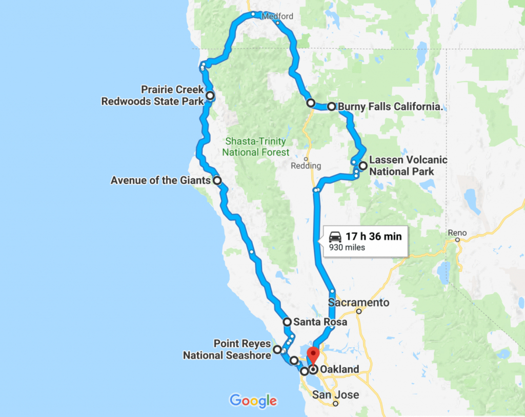 The Perfect Northern California Road Trip Itinerary | California - California Road Trip Map