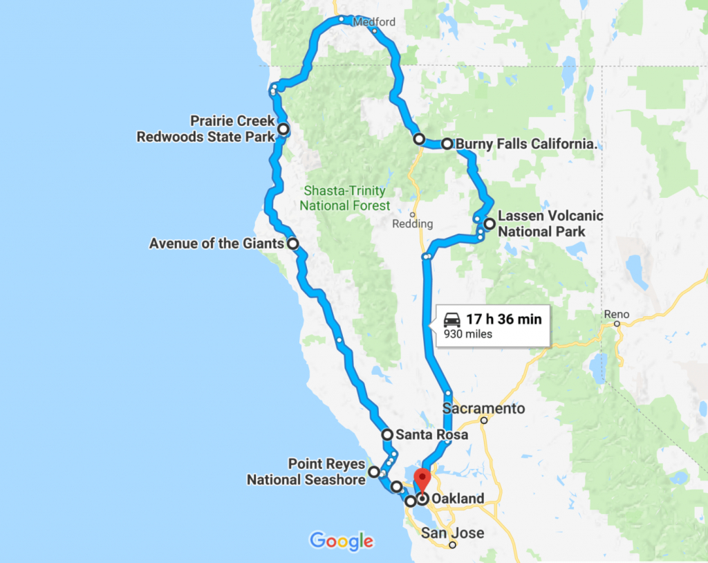 The Perfect Northern California Road Trip Itinerary | Travel | Road - Northern California Road Trip Map