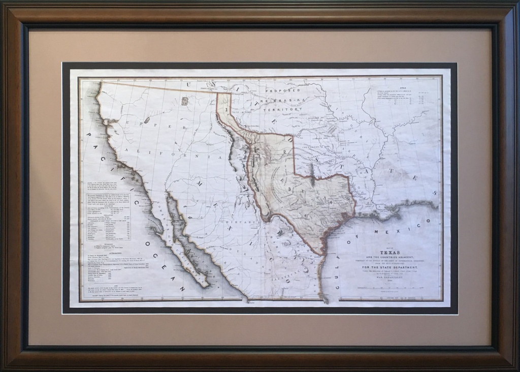 The Republic Of Texas As Recognizedthe United States - Gallery - Republic Of Texas Map Framed