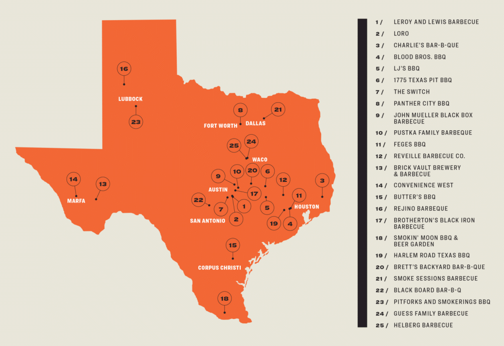 The Top 25 New Barbecue Joints In Texas! – Texas Monthly - Top Spot Maps Texas