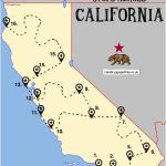 The Ultimate Road Trip Map Of Places To Visit In California   Hand   California Coast Map Road Trip