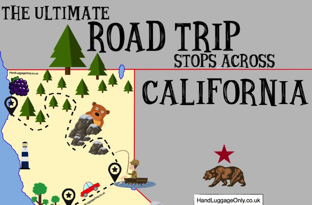 The Ultimate Road Trip Map Of Places To Visit In California - Hand - Road Trip California Map