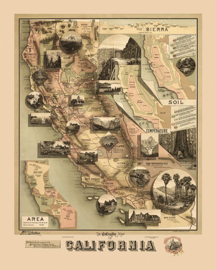 Antique Map Of California