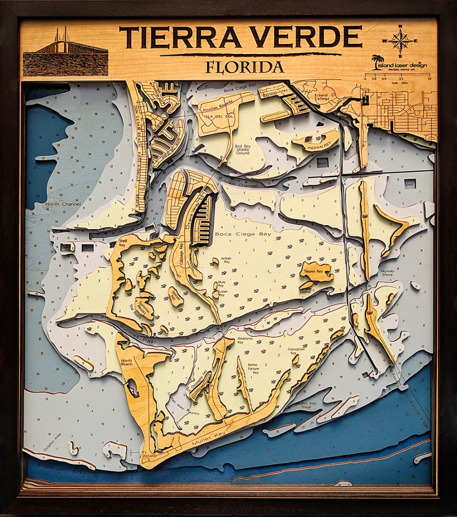Tierra Verde – Large – 7 Layers – 25″ X 30″ | Island Laser Design - Terra Verde Florida Map