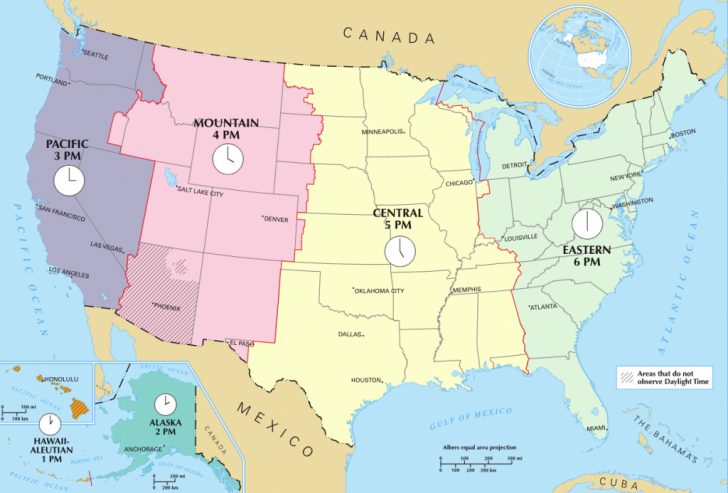 Us Time Zones Map With States Printable