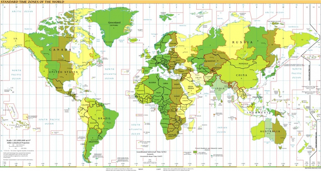 Time Zones Of The World Map (Large Version) - Maps With Time Zones Printable