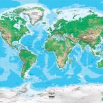 Topographic World Wall Map   Miller Projection   Printable Topo Maps Online
