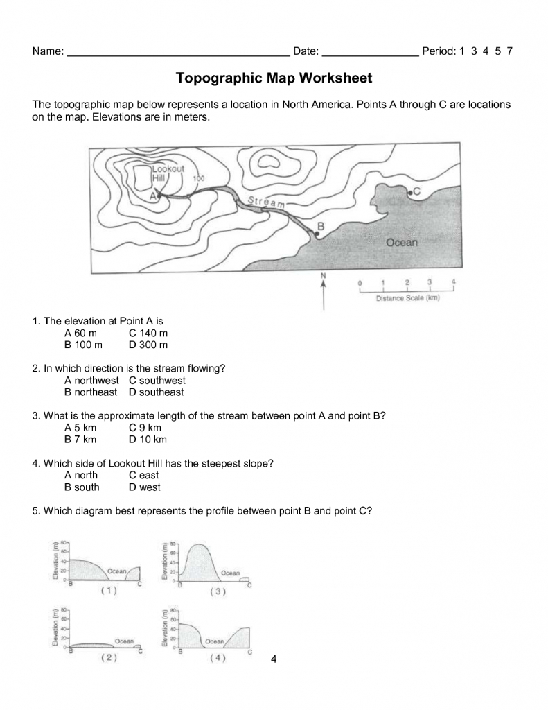 Topographic+Map+Reading+Worksheet+Answers | Science | Map Worksheets - Map Reading Quiz Printable