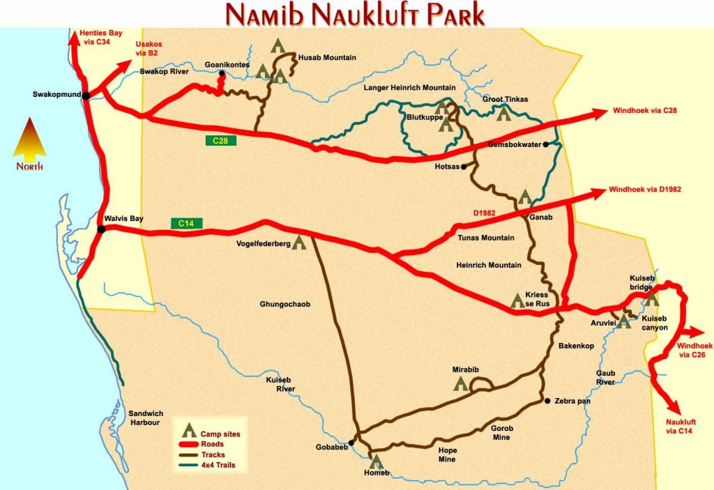 Tourist Maps Of Namibia - Printable Road Map Of Namibia