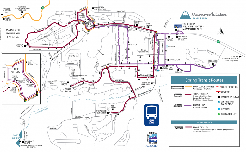 Town Trolley – Spring/fall Schedule – Eastern Sierra Transit Authority - Mammoth California Map