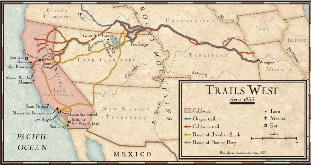 Trails West In The Mid-1800S | National Geographic Society - California Trail Map