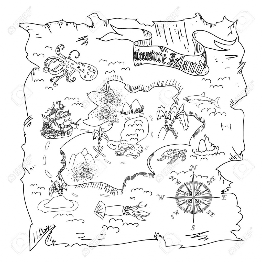 Treasure Island Map Kids Coloring Page Stock Photo, Picture And - Children&amp;#039;s Treasure Map Printable
