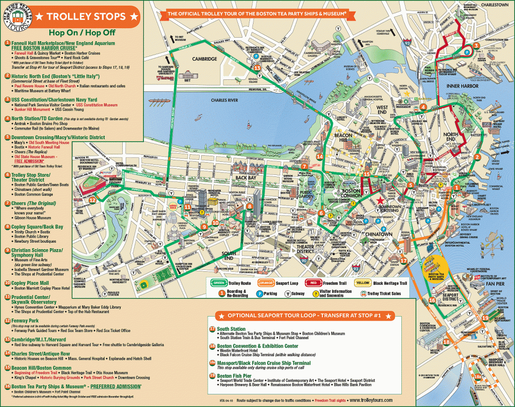 Trolleytours - Boston Old Town Trolley Route Map | Usa - Printable Map Of Downtown Boston