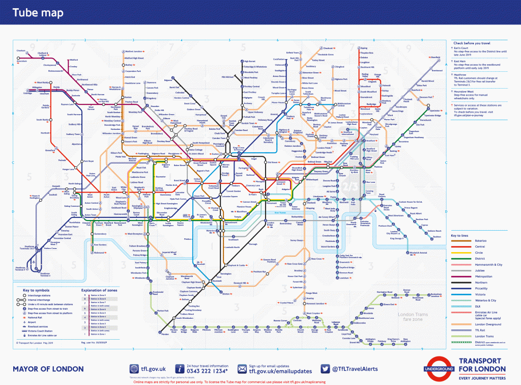 Tube - Transport For London - Central London Tube Map Printable