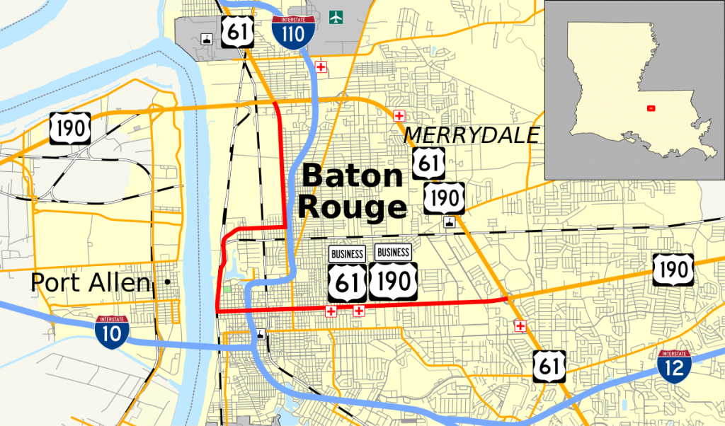 U.s. Route 61/190 Business - Wikipedia - Printable Map Of Baton Rouge