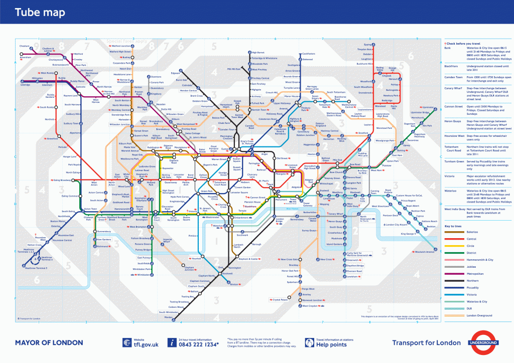 Underground: London Metro Map, England - London Metro Map Printable