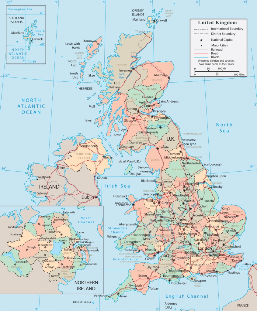 United Kingdom Map - England, Wales, Scotland, Northern Ireland - Printable Map Of England And Scotland