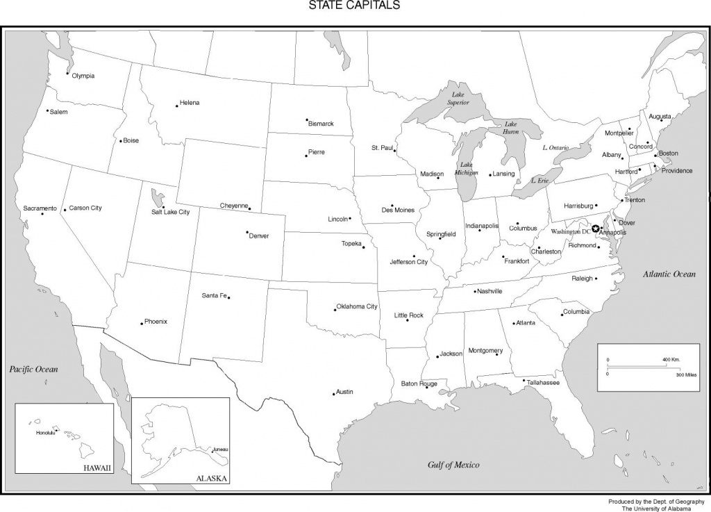 United States Labeled Map - Blank Us Map With Capitals Printable