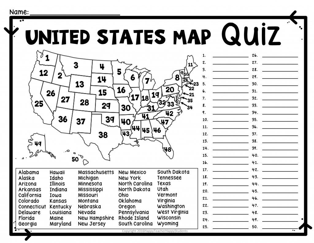 United States Map Quiz &amp;amp; Worksheet: Usa Map Test With Practice - Us State Map Quiz Printable