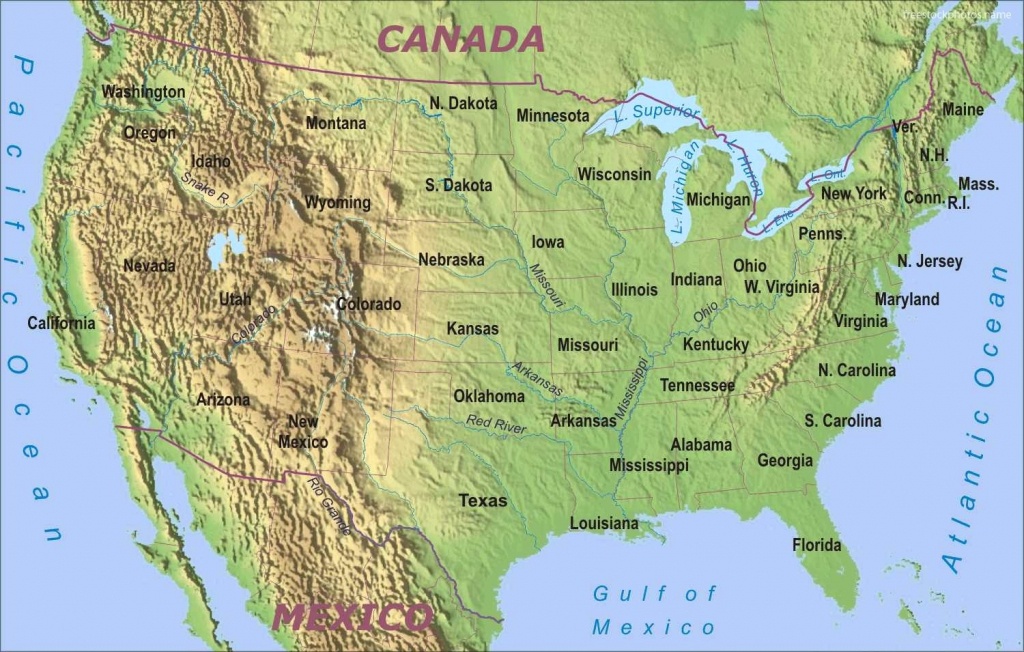 United States Physical Map - Maplewebandpc - Physical Map Of The United States Printable