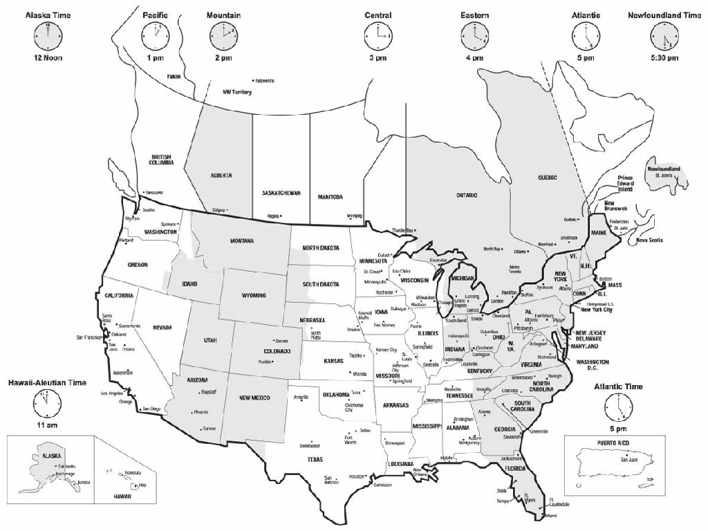 United States Time Zones Map Printable | Usa Map 2018 - Us Time Zones Map With States Printable