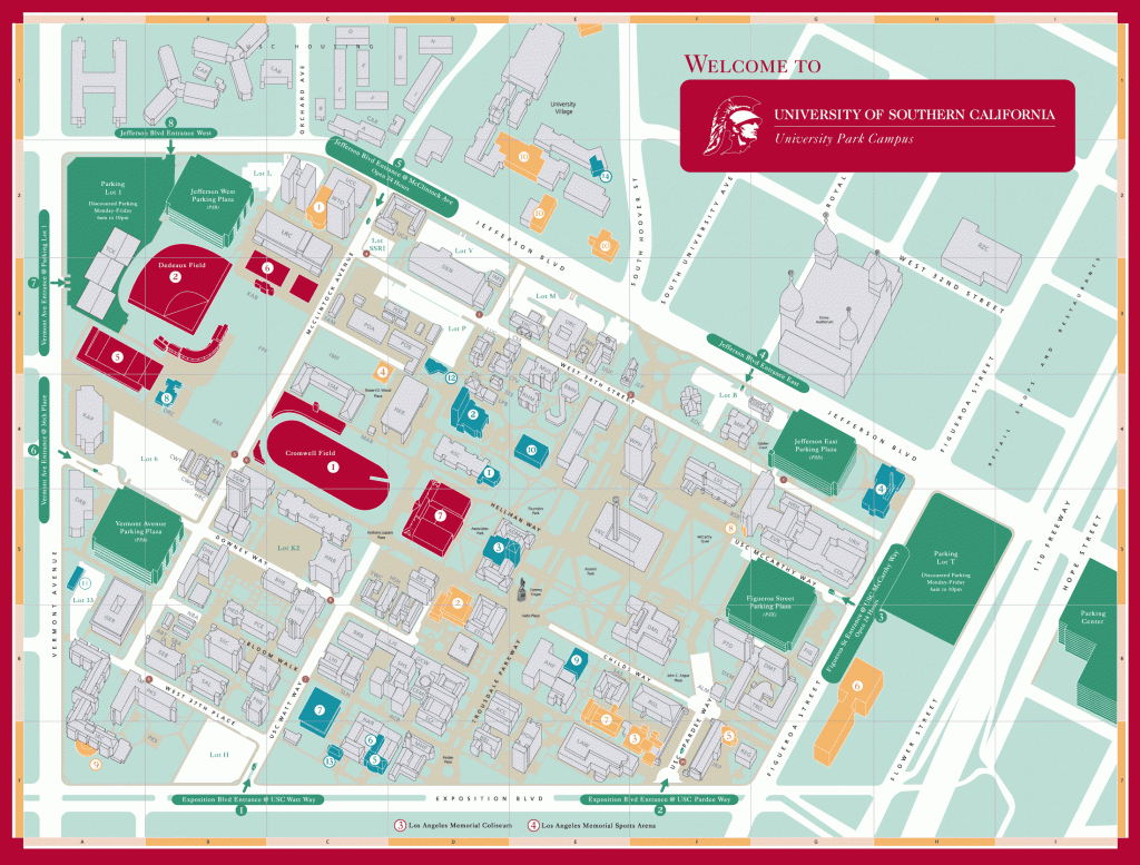 University Of Southern California Campus Map - University Park Los - University Of Southern California Map