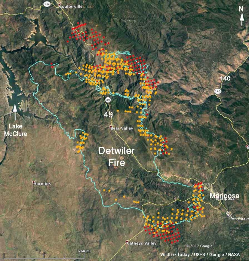 Updated Map Of Detwiler Fire Near Mariposa, Ca - Wednesday Afternoon - California Fire Map Google