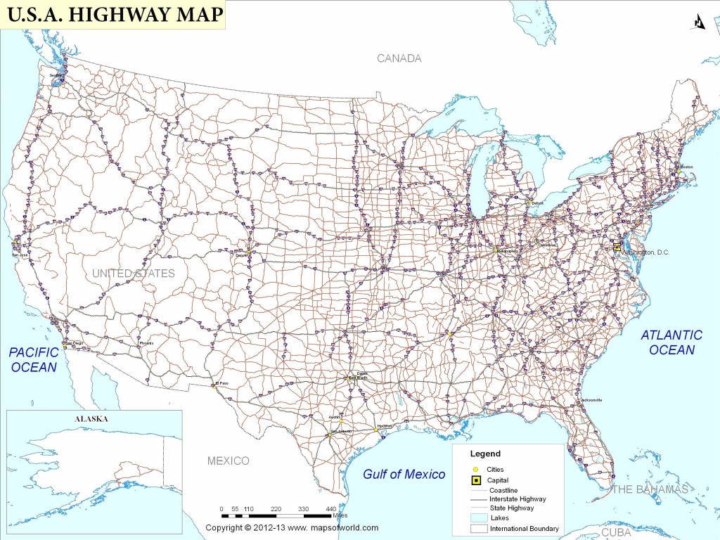 Us Maps With Interstates - Maplewebandpc - Free Printable Us Map With Cities