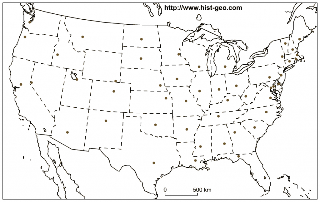 Us Outline Map - States And Capitals - Printable Us Map With States And Capitals