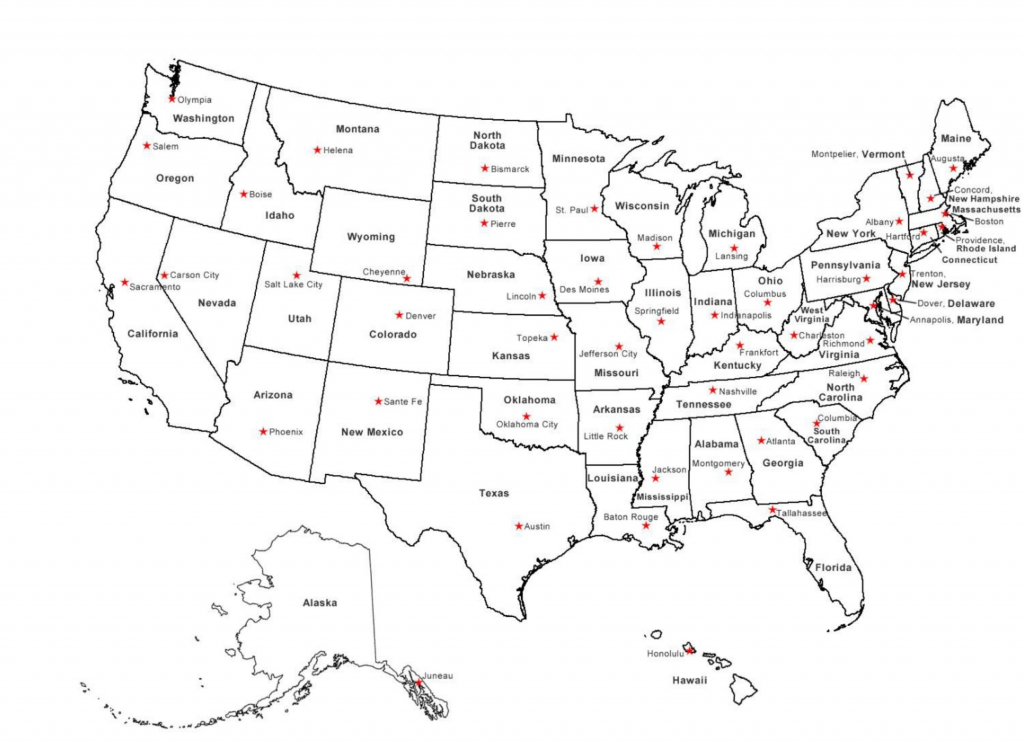 Us States Outline Map Quiz Fresh Western United Save Capitals - United States Map With States And Capitals Printable