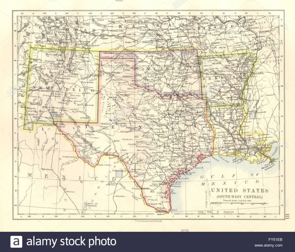 Usa South Central.texas Oklahoma Arkansas New Mexico Louisiana, 1920 - Map Of Oklahoma And Texas Together