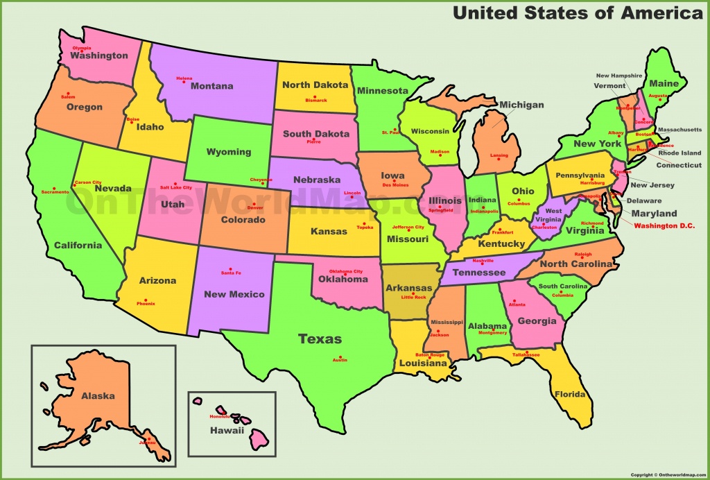 Usa States And Capitals Map - 50 States And Capitals Map Printable