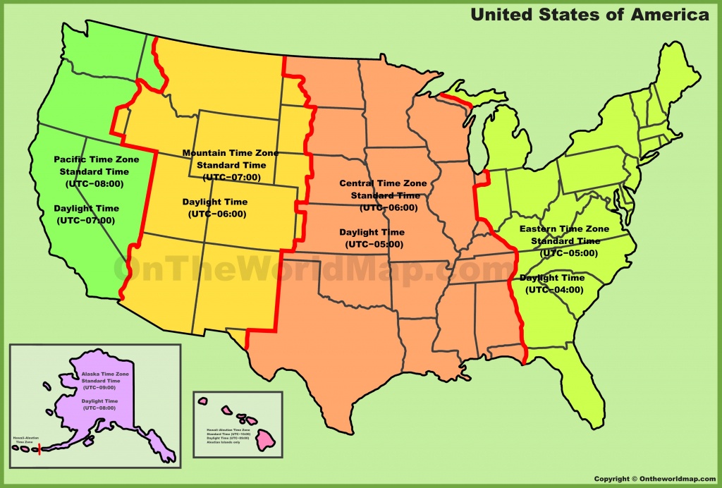 Usa Time Zone Map - Us Timezone Map Printable