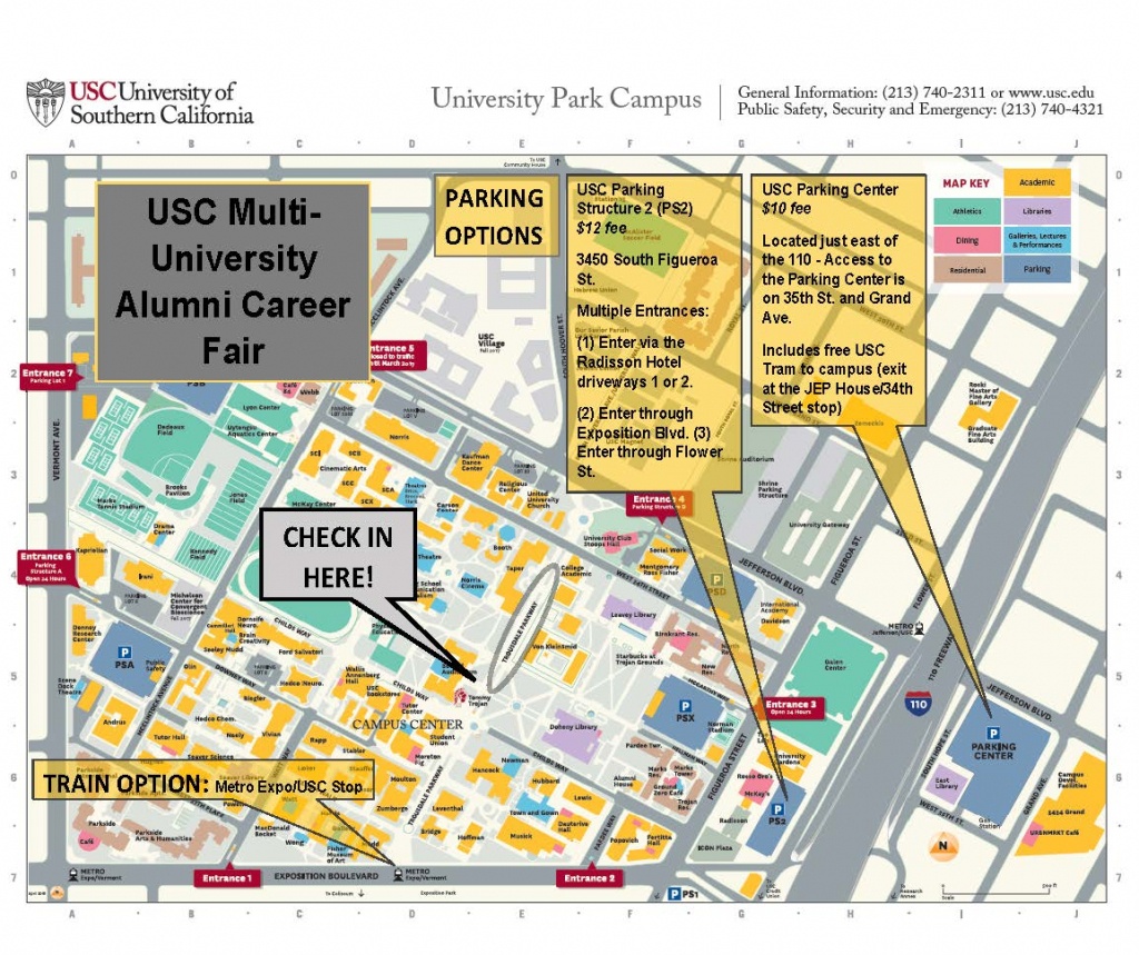 Usc Multi-University Alumni Career Fair Parking Map | Career Center - Usc Campus Map Printable