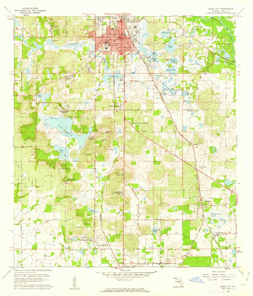 Usgs 1:24000-Scale Quadrangle For Dade City, Fl 1960 - Map Of Florida Showing Dade City