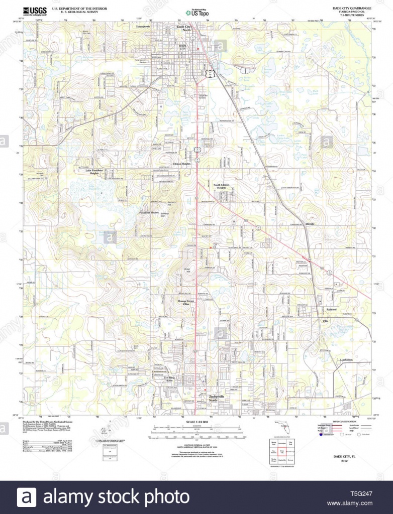 Usgs Topo Map Florida Fl Dade City 20120720 Tm Restoration Stock - Map Of Florida Showing Dade City