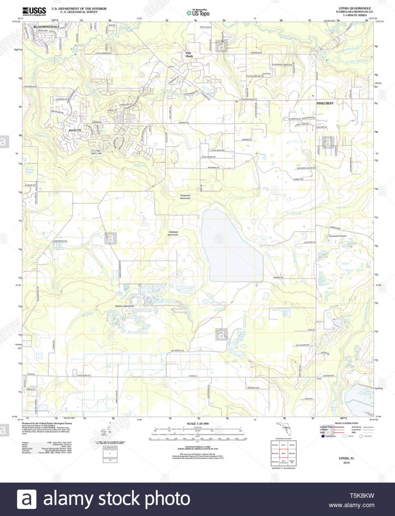 Usgs Topo Map Florida Fl Lithia 20120725 Tm Restoration Stock Photo - Lithia Florida Map