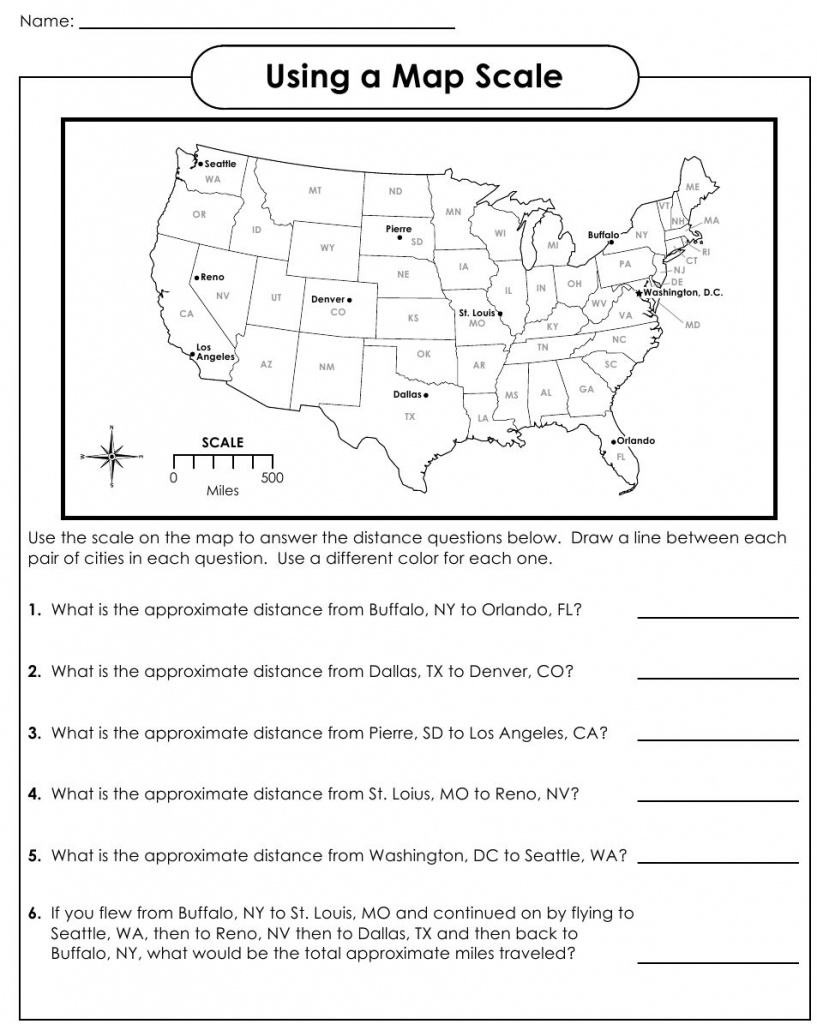 Using A Map Scale Worksheets | Geography | Map Skills, Social - Map Skills Quiz Printable