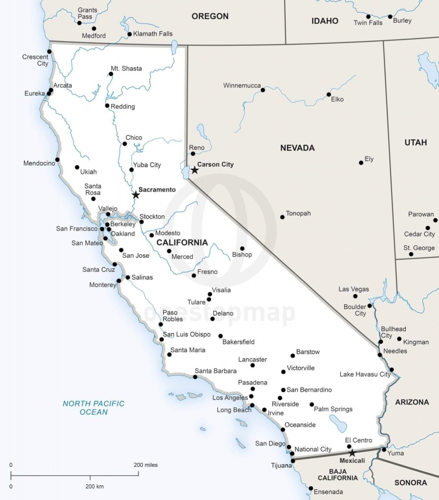 Vector Map Of California Political | One Stop Map - Printable Map Of California