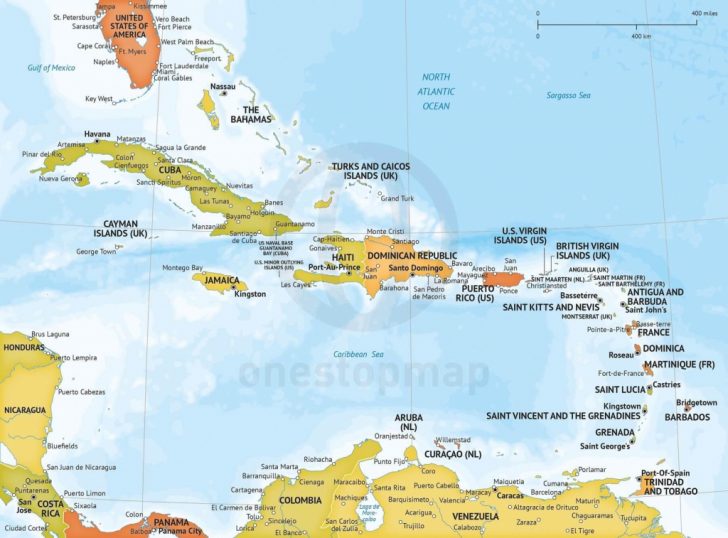 Printable Map Of The Caribbean