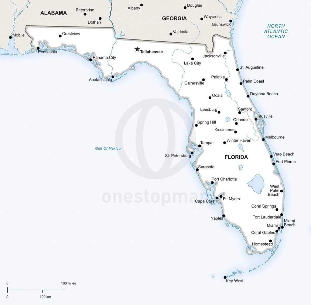 Vector Map Of Florida Political | One Stop Map - Printable Map Of Florida