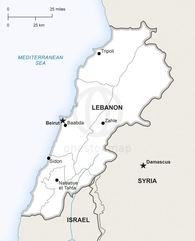 Vector Map Of Lebanon Political | One Stop Map - Printable Map Of Lebanon